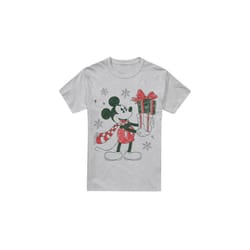 Disney Mens Mickey Mouse Present Christmas T-Shirt - S, Sport Heather
