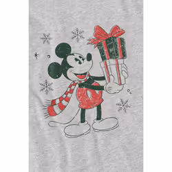 Disney Mens Mickey Mouse Present Christmas T-Shirt - S, Sport Heather