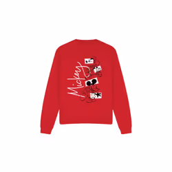 Disney Unisex Adult Mickey Mouse Geometric Shapes Sweatshirt - L, Red