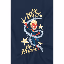 Captain Marvel Childrens/Kids Be Merry Be Bright T-Shirt - 7-8 Years, Navy