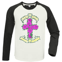 Amplified Unisex Adult Rose Cross Guns N Roses T-Shirt - S, Vintage White/Charcoal