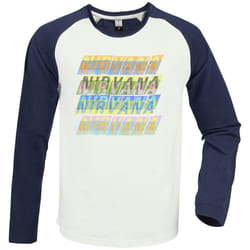 Amplified Unisex Adult Nirvana Repeat Logo T-Shirt - S, Vintage White/Navy