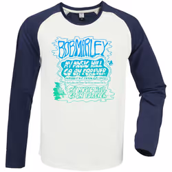 Amplified Unisex Adult My Music Will Go On Forever Bob Marley T-Shirt - S, Vintage White/Navy