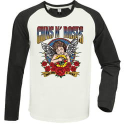 Amplified Unisex Adult Sweet Child Guns N Roses Long-Sleeved T-Shirt - S, Vintage White/Charcoal