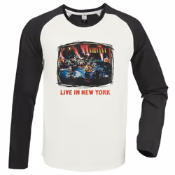 Amplified Unisex Adult Unplugged In Nyc Nirvana Long-Sleeved T-Shirt - S, Vintage White/Charcoal