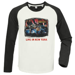 Amplified Unisex Adult Unplugged In Nyc Nirvana Long-Sleeved T-Shirt - S, Vintage White/Charcoal