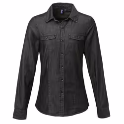 Premier Womens/Ladies Denim Jean Style Stitching Shirt