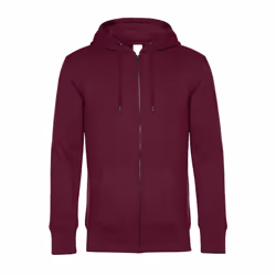 B&C Mens Full Zip Hoodie - S, Dark Cherry