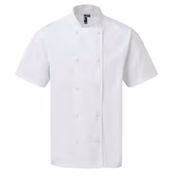Premier Unisex Adult Coolchecker Short-Sleeved Chef Jacket - 3XL, White