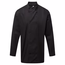 Premier Mens Coolchecker Long-Sleeved Chef Jacket - 3XL, Black