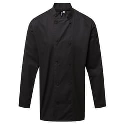 Premier Mens Coolchecker Long-Sleeved Chef Jacket - 3XL, Black