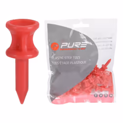 Pure2improve Step Plastic Golf Tees (Pack of 25) - 31mm, Red