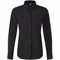 Premier Womens/Ladies Recyclight Poplin Long-Sleeved Formal Shirt - XS, Black