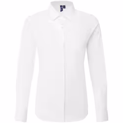 Premier Womens/Ladies Recyclight Poplin Long-Sleeved Formal Shirt - L, White