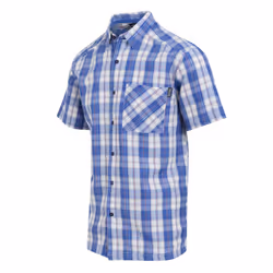 Regatta Mens Mindano IX Checked Short-Sleeved Shirt - M, White/Olympian Blue