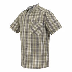 Regatta Mens Mindano IX Checked Short-Sleeved Shirt - L, Golden Sand/Treetop