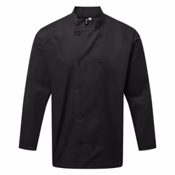 Premier Mens Coolchecker Long-Sleeved Chef Jacket - 3XL, Black
