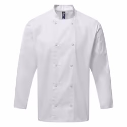 Premier Mens Coolchecker Long-Sleeved Chef Jacket - 3XL, White