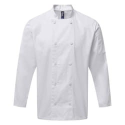 Premier Mens Coolchecker Long-Sleeved Chef Jacket - 3XL, White