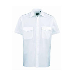 Premier Mens Short-Sleeved Pilot Shirt - 21in, Light Blue