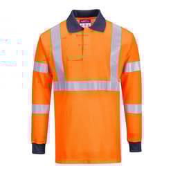 Portwest Mens Flame Resistant Hi-Vis Safety Polo Shirt - XL, Orange