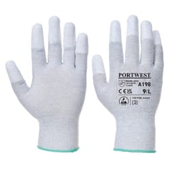 Portwest Unisex Adult A198 PU Fingertip Grip Gloves - XS, Grey