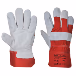 Portwest Unisex Adult A220 Premium Chrome Leather Rigger Gloves - M, Red