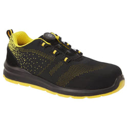 Portwest Mens Knitted Wire Lace Safety Trainers - 6 UK, Black/Yellow