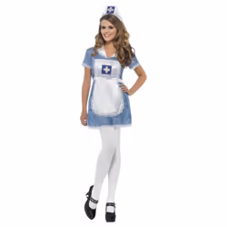 Smiffys Womens/Ladies Naughty Nurse Costume Set - L, Blue/White