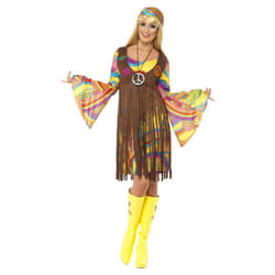 Smiffys Womens/Ladies 60s Groovy Costume Set - XL, Brown/Yellow
