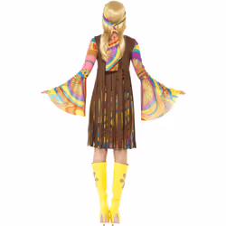 Smiffys Womens/Ladies 60s Groovy Costume Set - XL, Brown/Yellow