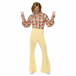 Smiffys Mens 60s Groovy Patterned Costume Set - M, Yellow/Orange