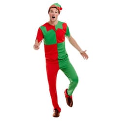 Smiffys Unisex Adult Elf Costume Set - L, Green/Red