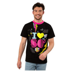 Smiffys Unisex Adult 1980s Printed Costume Top - S, Black