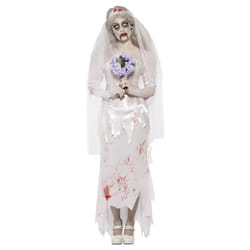 Smiffys Womens/Ladies Till Death Do Us Part Bride Costume - S, White/Blood Red