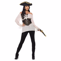 Smiffys Womens/Ladies Deluxe Pirate Costume Dress - L, White