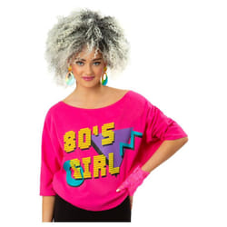 Smiffys Womens/Ladies 1980s Printed Batwing T-Shirt - S, Neon Pink