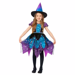 Smiffys Girls Deluxe Moon & Stars Light Up Witch Costume