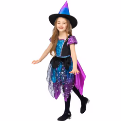 Smiffys Girls Deluxe Moon & Stars Light Up Witch Costume