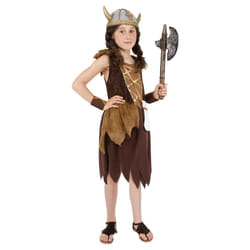 Smiffys Girls Viking Costume Set - 7-9 Years, Brown