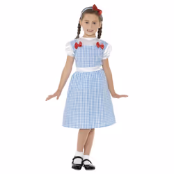 Smiffys Girls Country Girl Costume Set - S, Blue/White