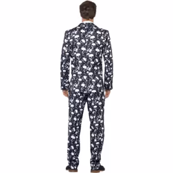 Smiffys Mens Stand Out Skeleton Costume Suit Set - XL R, White/Grey