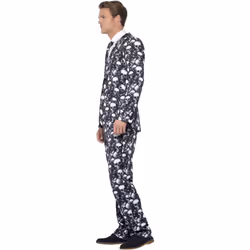 Smiffys Mens Stand Out Skeleton Costume Suit Set - XL R, White/Grey