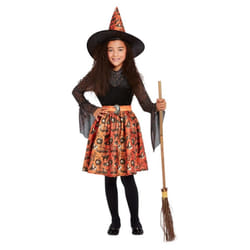 Smiffys Girls Witch Vintage Halloween Costume Set - 4-6 Years, Orange/Black
