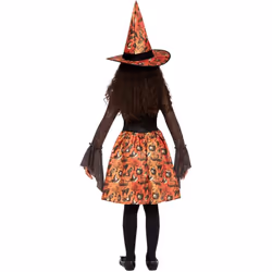 Smiffys Girls Witch Vintage Halloween Costume Set - 4-6 Years, Orange/Black