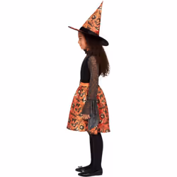 Smiffys Girls Witch Vintage Halloween Costume Set - 4-6 Years, Orange/Black
