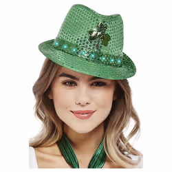 Smiffys Unisex Adult Sequin Light Up St Patricks Day Trilby