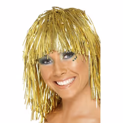 Smiffys Womens/Ladies Metallic Tinsel Wig - One Size, Gold