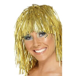 Smiffys Womens/Ladies Metallic Tinsel Wig - One Size, Gold