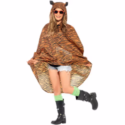 Smiffys Unisex Adult Tiger Print Party Poncho